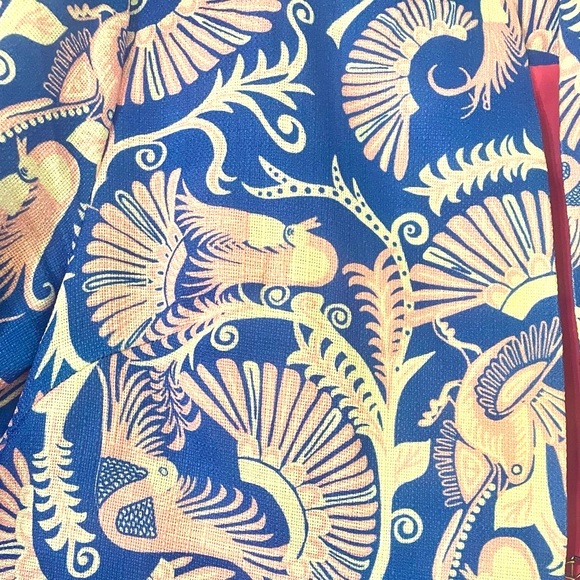 CK Bradley Sandpiper Jacket Coat Costa Pink Blue Print Open Front Sz XL - Picture 6 of 8